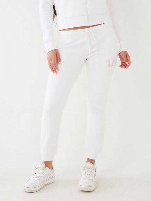 Pantalon Jogger True Religion Logo Mujer Blancas | Colombia-LXZTOBH40