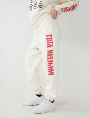 Pantalon Jogger True Religion Logo Relaxed Mujer Blancas | Colombia-ZRTBSCX30