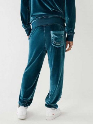 Pantalon Jogger True Religion Velour Big T Hombre Azules Azules | Colombia-PYXHZWU52