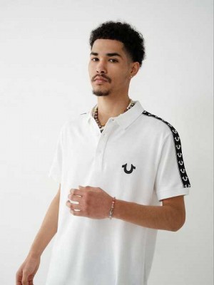 Polo True Religion Logo Hombre Blancas | Colombia-MJGAUHD21