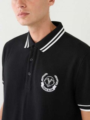 Polo True Religion Logo Hombre Negras | Colombia-INOLURC12