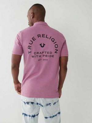 Polo True Religion Logo Hombre Rosas | Colombia-ONCVQPF87