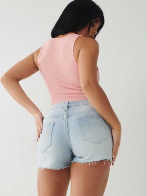 Short True Religion Jennie Big T Stitch Curvy Mujer Azules Claro | Colombia-IVDMRPF73