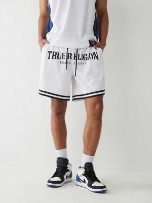 Short True Religion Mesh Logo Hombre Blancas | Colombia-RUOFIHX07