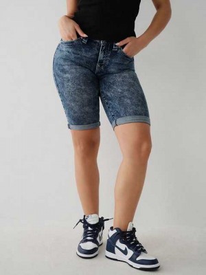 Short True Religion Riley Knee Mujer Azules | Colombia-KCRSNQV93