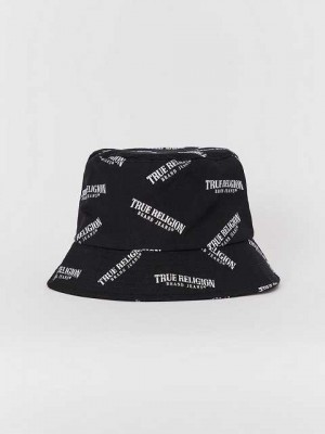 Sombrero True Religion Logo Bucket Unisex Negras | Colombia-XHKCVBG26