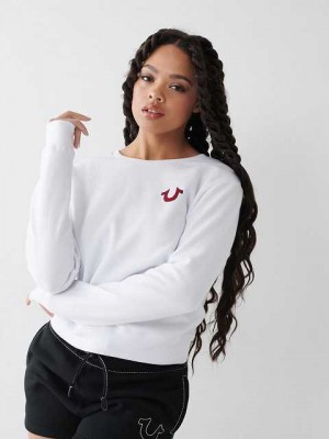 Sudadera True Religion Heritage Crewneck Mujer Blancas | Colombia-FCMHRNK87