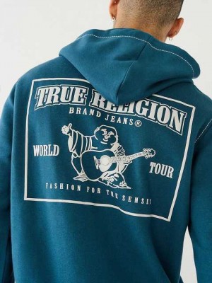 Sudadera con Capucha True Religion Big T Zip Hombre Azules Azules | Colombia-XZTFRJH25