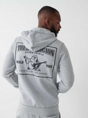 Sudadera con Capucha True Religion Big T Zip Hombre Gris Negras | Colombia-UBCLZAV49