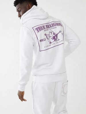 Sudadera con Capucha True Religion Big T Zip Hombre Blancas | Colombia-MTCONPH43