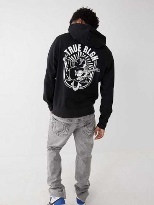 Sudadera con Capucha True Religion Buddha Zip Hombre Negras | Colombia-HBNGUFM90