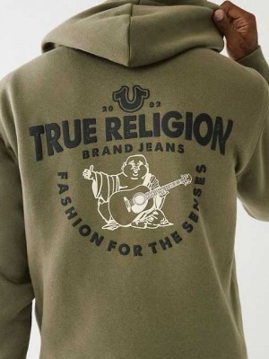 Sudadera con Capucha True Religion Buddha Logo Zip Hombre Verde | Colombia-HEGIMFS85