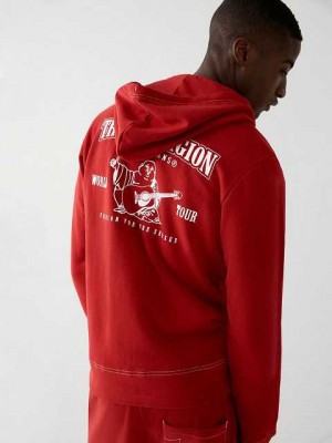 Sudadera con Capucha True Religion Buddha Zip Hombre Rojas | Colombia-YPQZIVL49