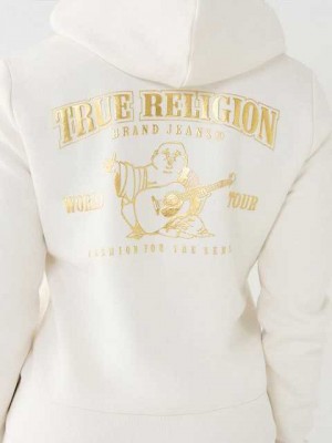 Sudadera con Capucha True Religion Buddha Zip Mujer Blancas | Colombia-UDMOHBE91