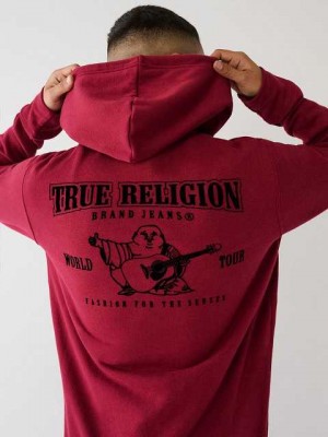 Sudadera con Capucha True Religion Classic Logo Zip Hombre Rojas Azules Gris | Colombia-PAIZTSB62