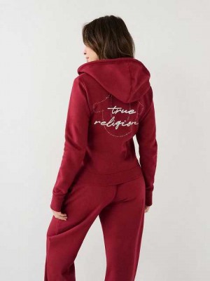 Sudadera con Capucha True Religion Crystal Hs Metallic True Religion Mujer Fucsia | Colombia-WPJGEMS95