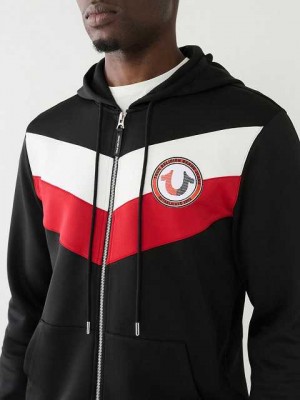 Sudadera con Capucha True Religion Logo Patch Zip Hombre Negras | Colombia-OGYANLI50