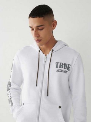 Sudadera con Capucha True Religion True Zip Hombre Blancas | Colombia-YKWOMPH95