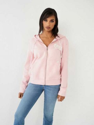 Sudadera con Capucha True Religion True Relaxed Zip Mujer Rosas | Colombia-WBXNLRI20