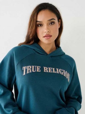 Sudadera con Capucha True Religion True Relaxed Mujer Azules Azules | Colombia-JNCAWLT20