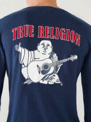 Suéter True Religion Buddha Logo Hombre Azul Marino Azules | Colombia-PAWLXFK32