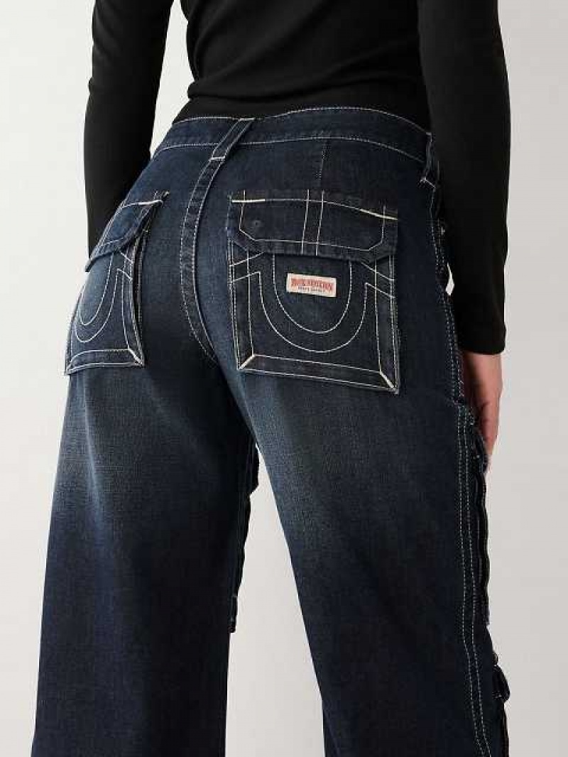 Baggy Jeans True Religion Bobbi Cargo Baggy Mujer Azules Oscuro | Colombia-FNEBMUZ28