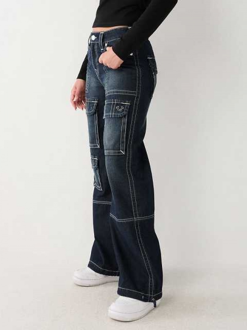 Baggy Jeans True Religion Bobbi Cargo Baggy Mujer Azules Oscuro | Colombia-FNEBMUZ28