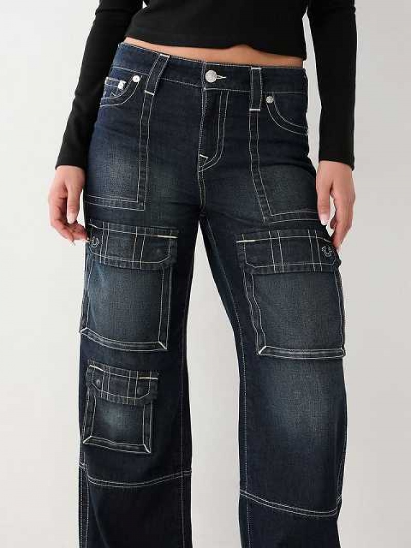 Baggy Jeans True Religion Bobbi Cargo Baggy Mujer Azules Oscuro | Colombia-FNEBMUZ28