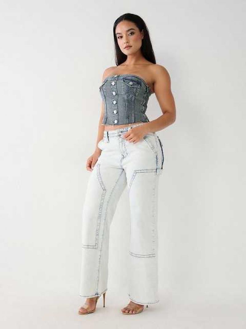 Baggy Jeans True Religion Bobbi Utility Mujer Azules Claro | Colombia-GKRNDPX41