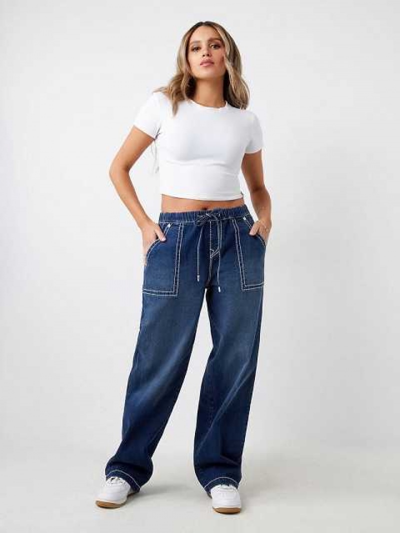 Baggy Jeans True Religion Relaxed Baggy Cargo Mujer Blancas | Colombia-HZKGOWM89