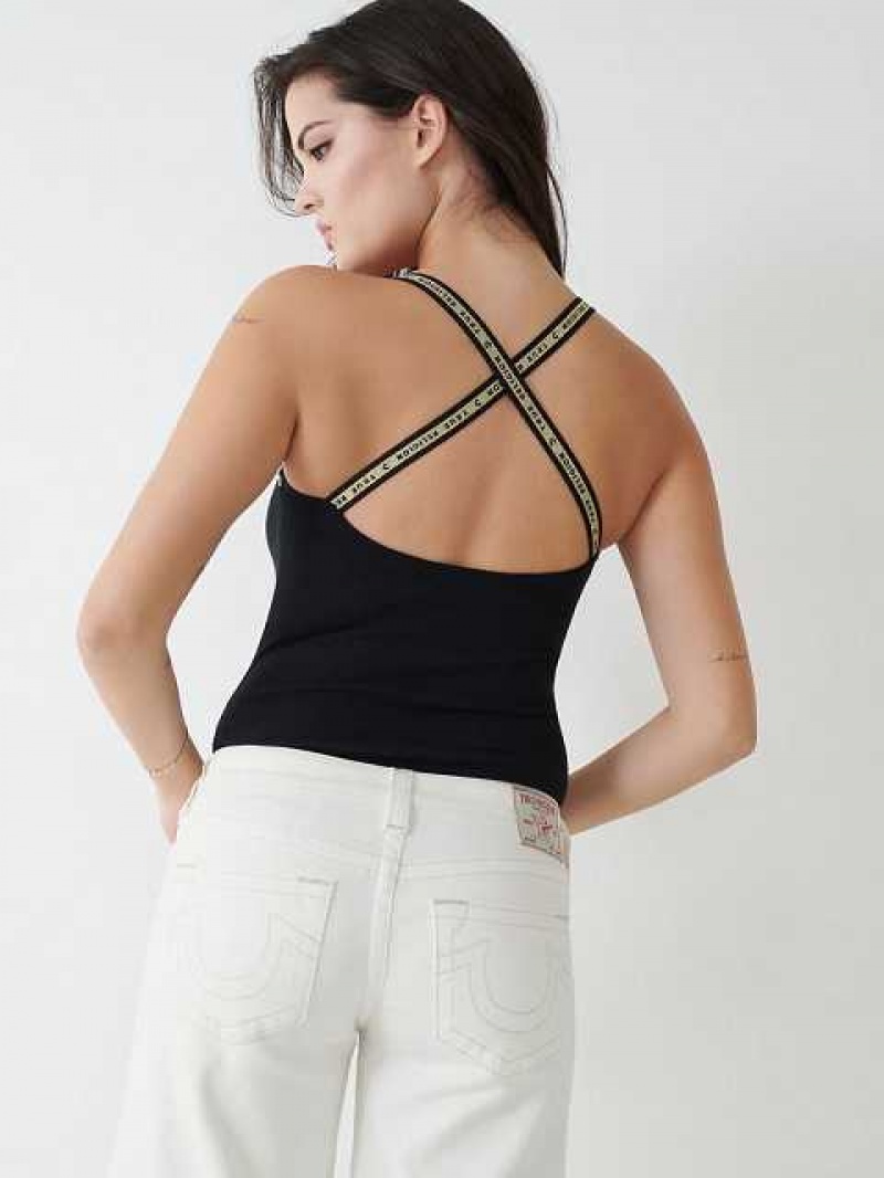 Body True Religion Logo Trim Mujer Negras | Colombia-JCEYMPV85