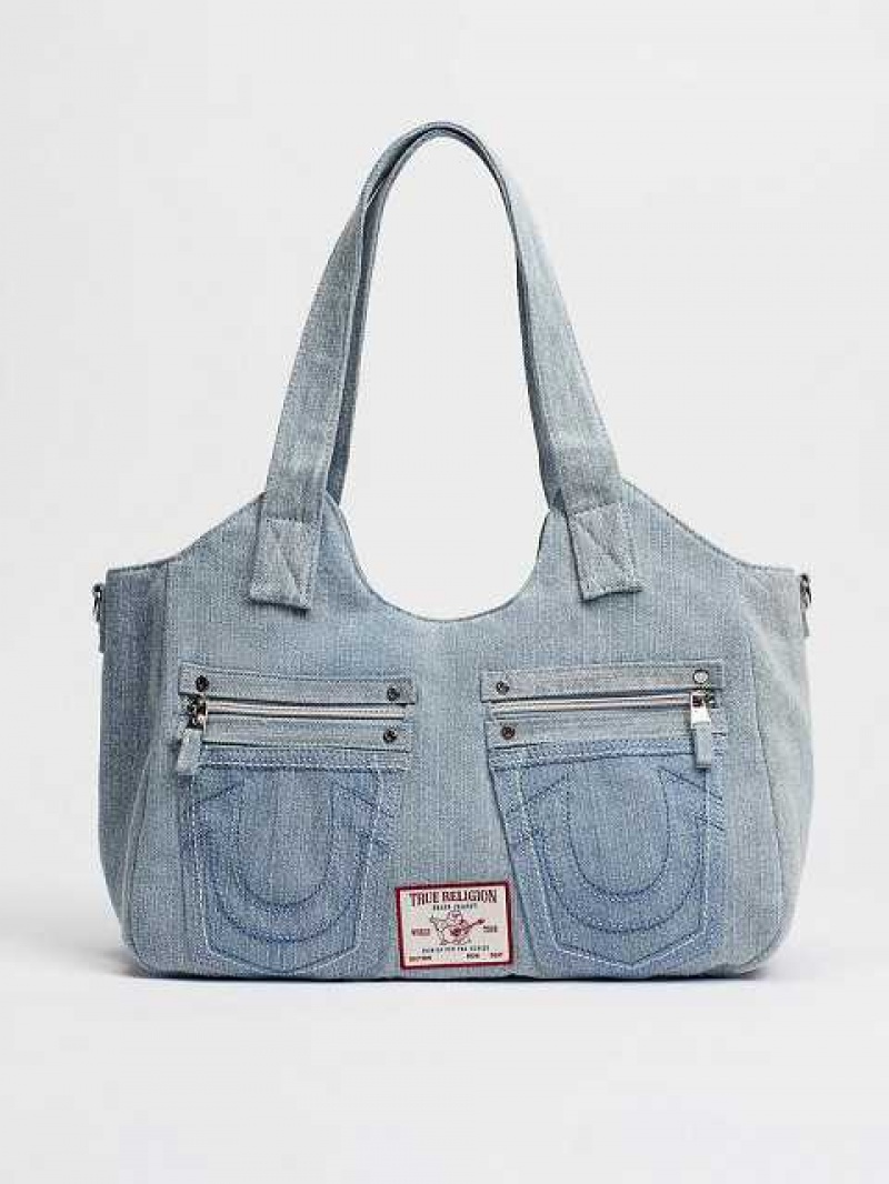 Bolsas True Religion Denim Satchel Unisex Azules Claro | Colombia-MWQHLFV75