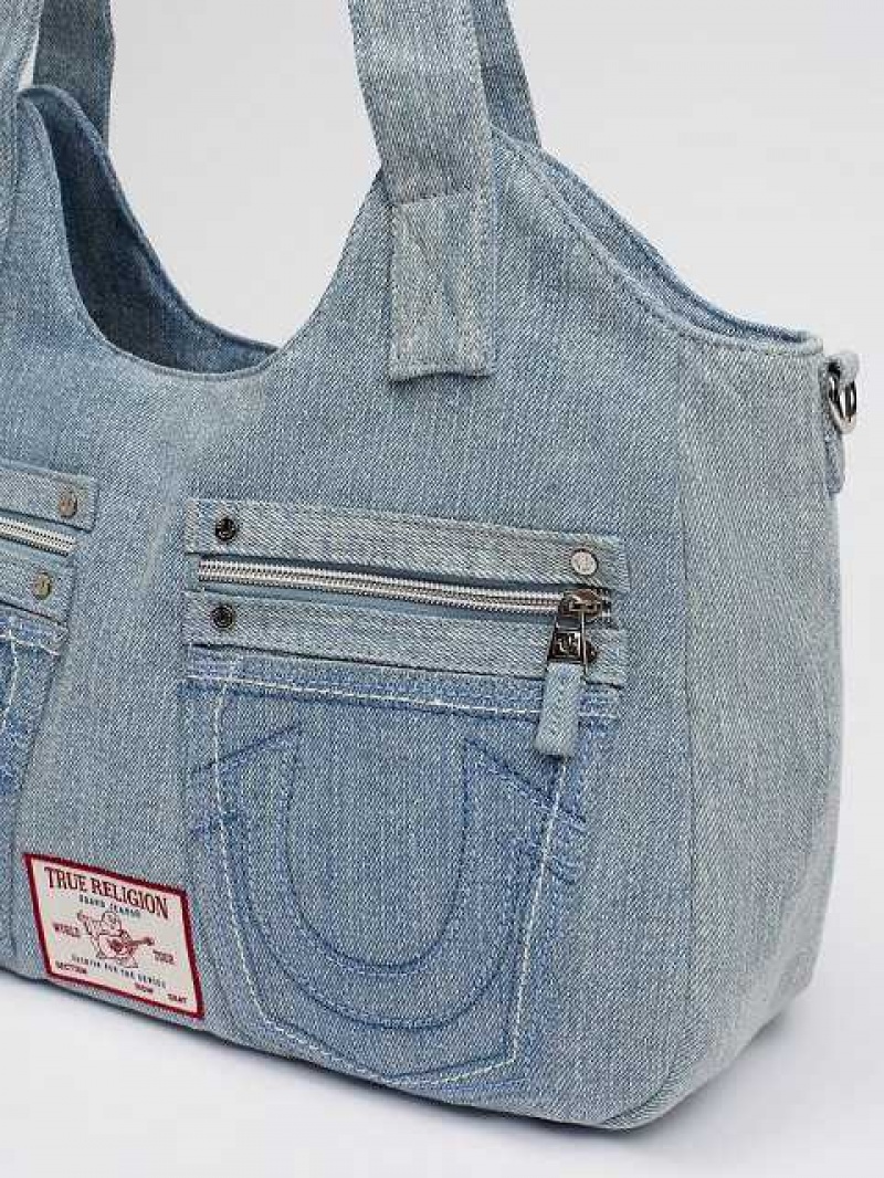 Bolsas True Religion Denim Satchel Unisex Azules Claro | Colombia-MWQHLFV75