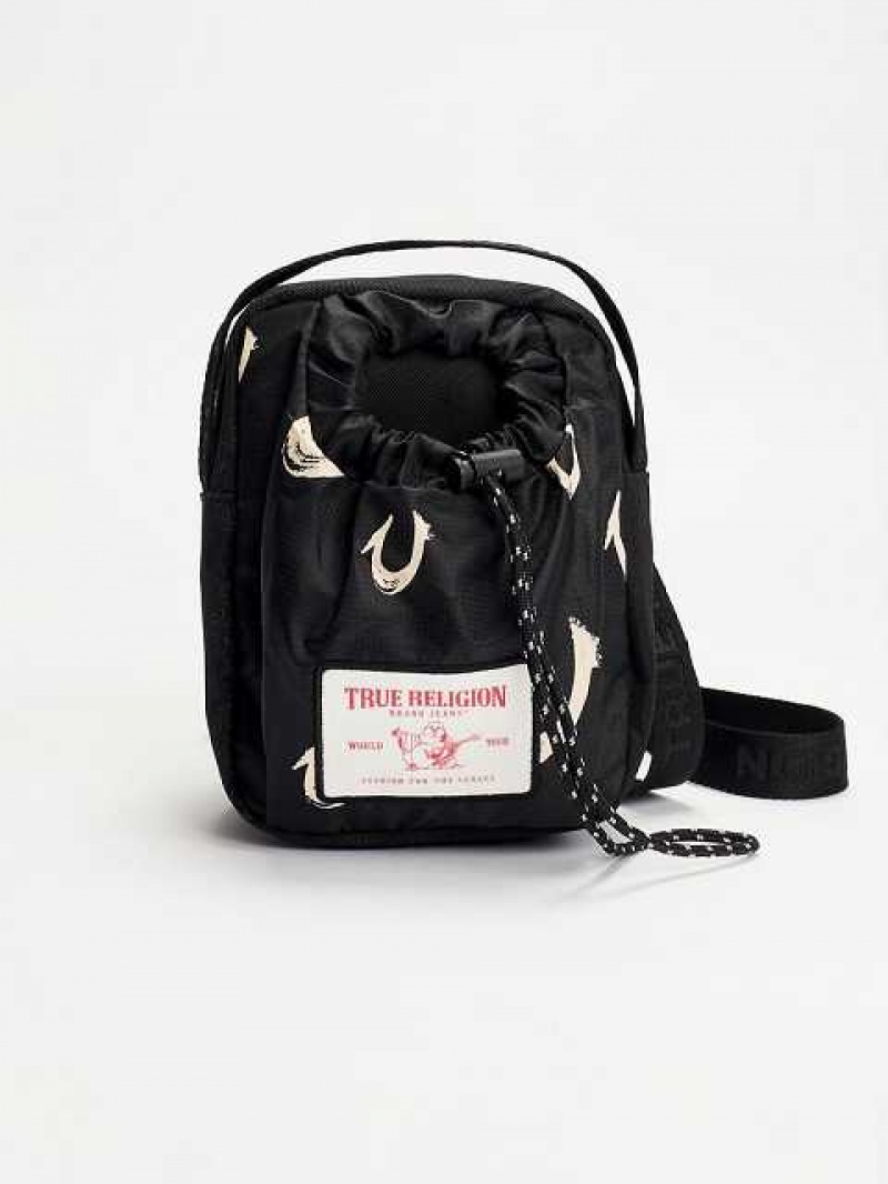 Bolsas True Religion Logo Bucket Unisex Negras | Colombia-QFAMINZ01