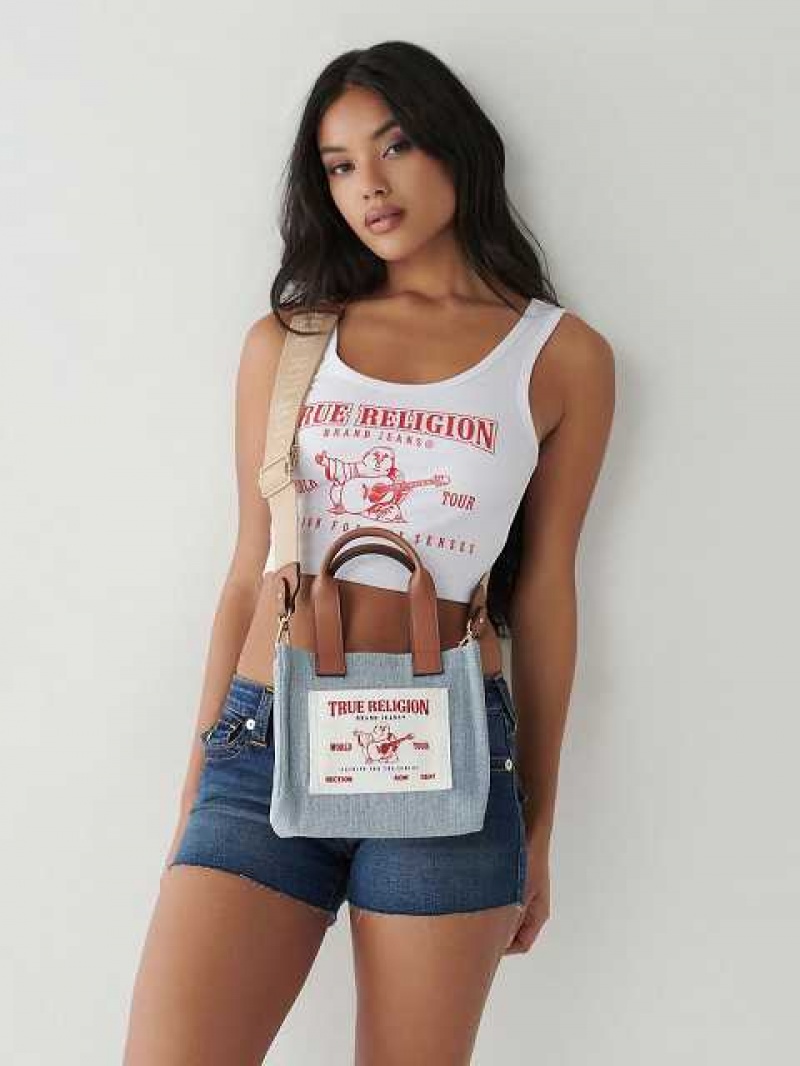 Bolsas True Religion Mini Denim Logo Tote Unisex Azules Claro | Colombia-LOFEMGK07