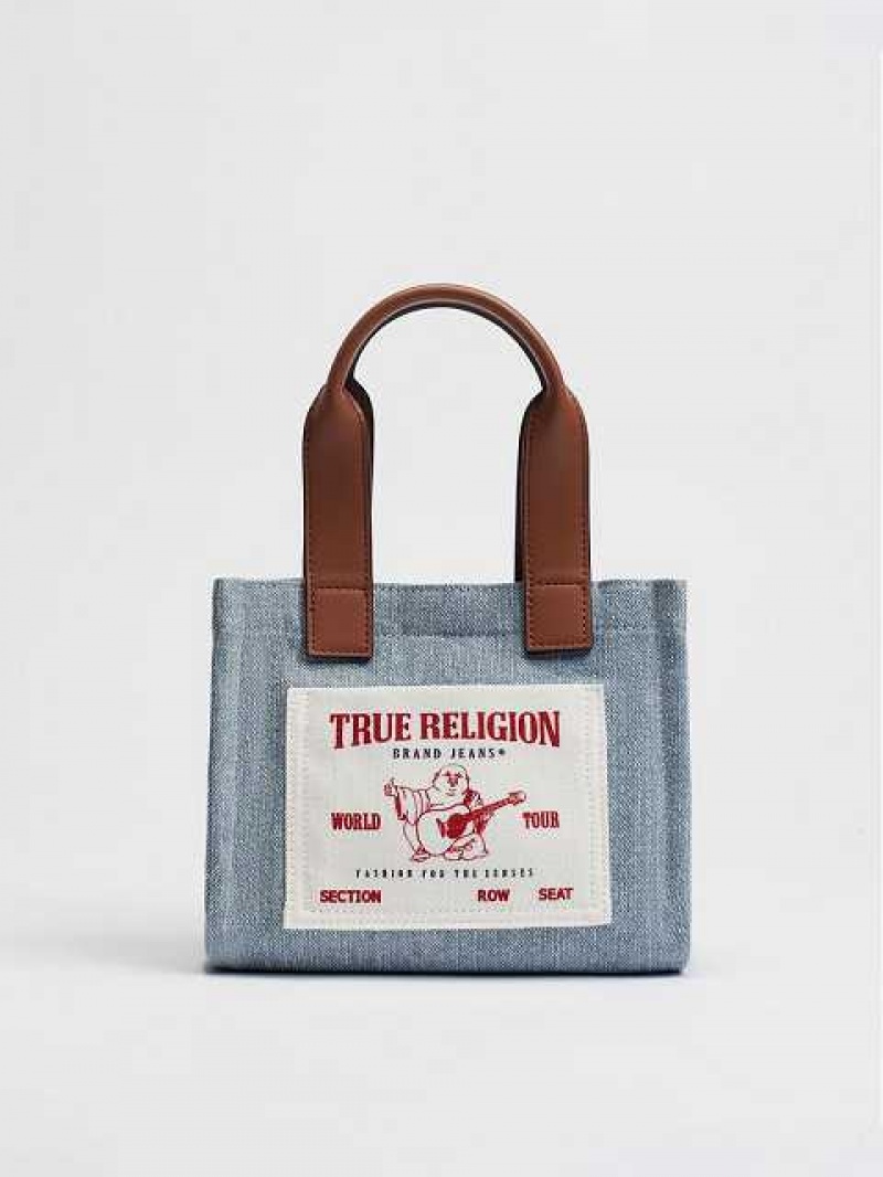 Bolsas True Religion Mini Denim Logo Tote Unisex Azules Claro | Colombia-LOFEMGK07