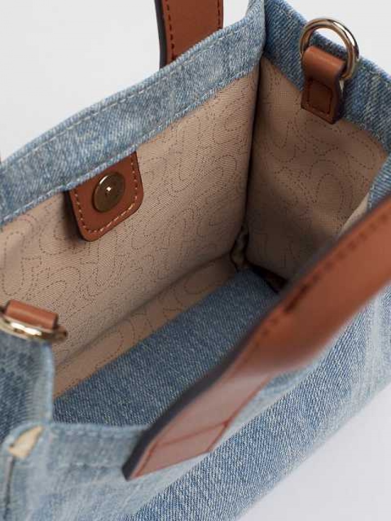 Bolsas True Religion Mini Denim Logo Tote Unisex Azules Claro | Colombia-LOFEMGK07