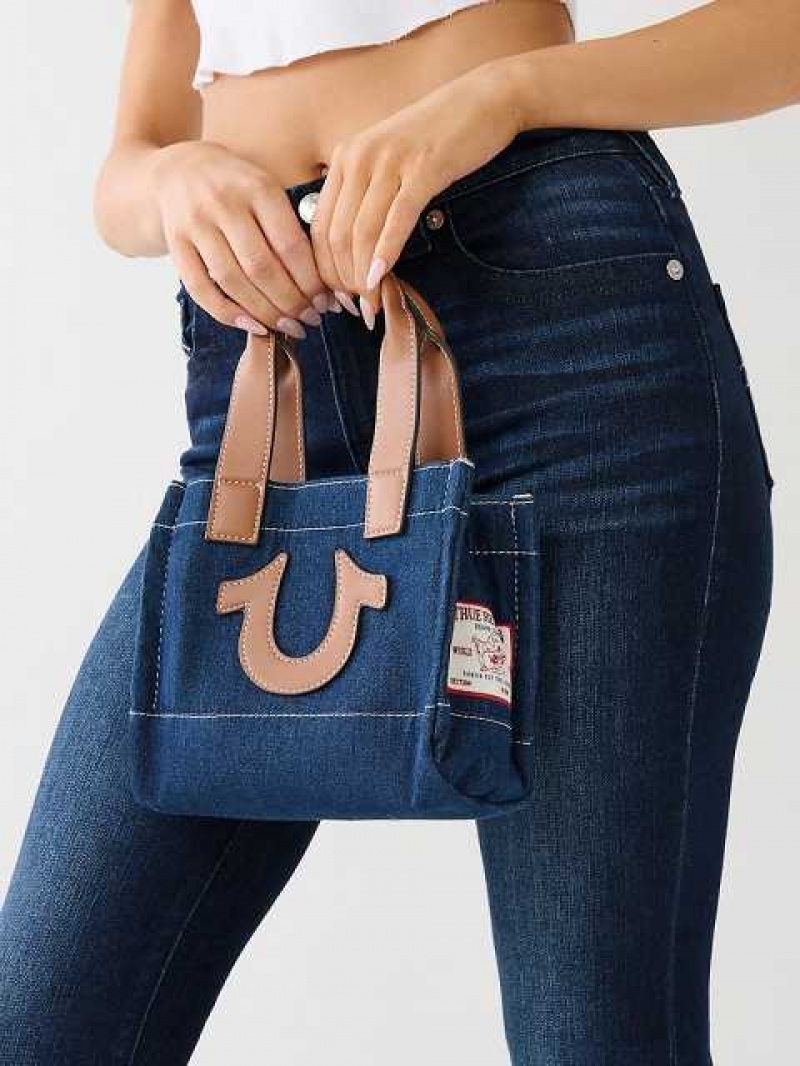 Bolsas True Religion Mini Denim Tote Unisex Azules Oscuro | Colombia-BCEZVWF37