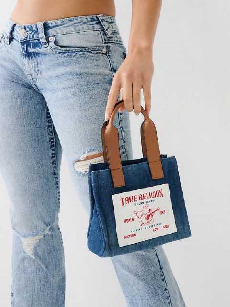 Bolsas True Religion Mini Denim Tote Unisex Azules | Colombia-MBFEUKJ68