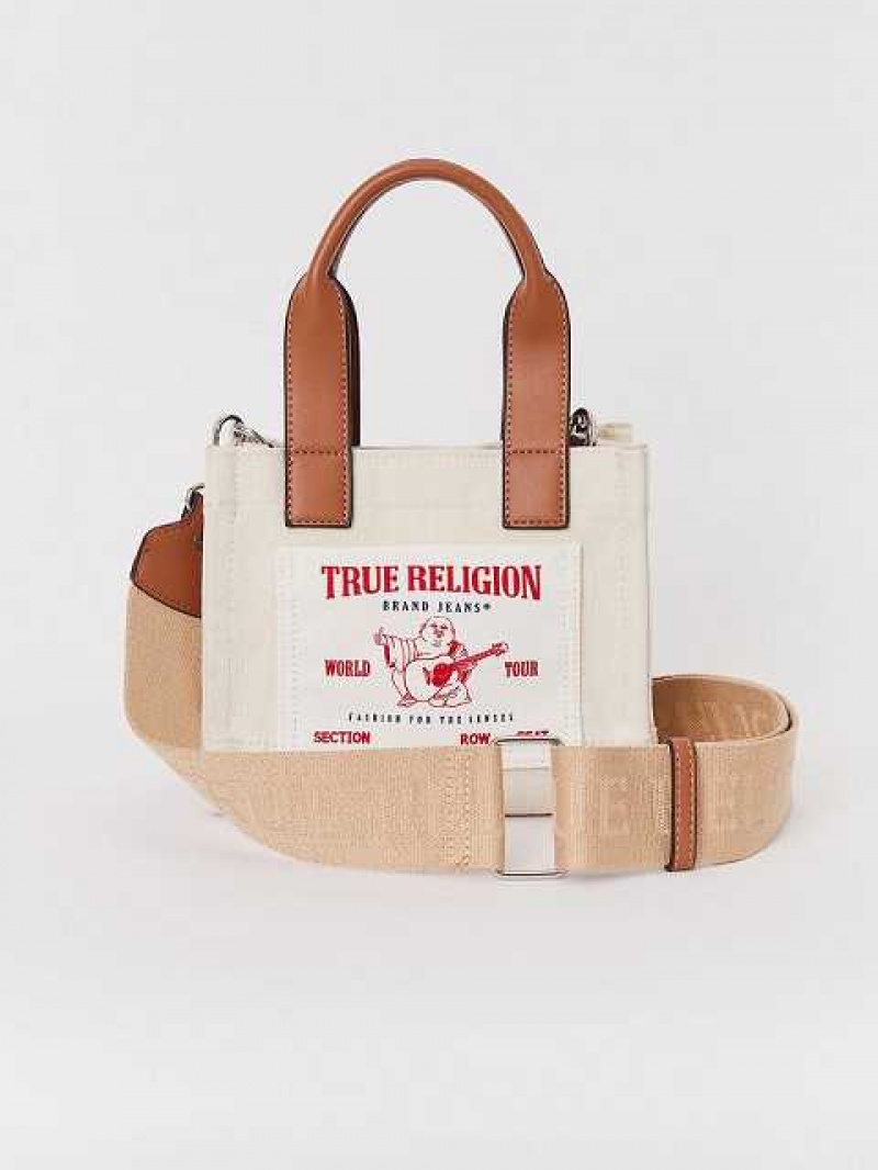 Bolsas True Religion Mini Logo Tote Unisex Blancas | Colombia-WQXGSKR41