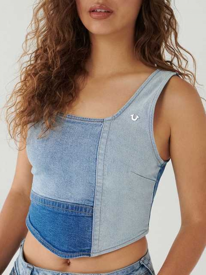 Bustier True Religion Denim Mujer Azules | Colombia-XVZFSAP19