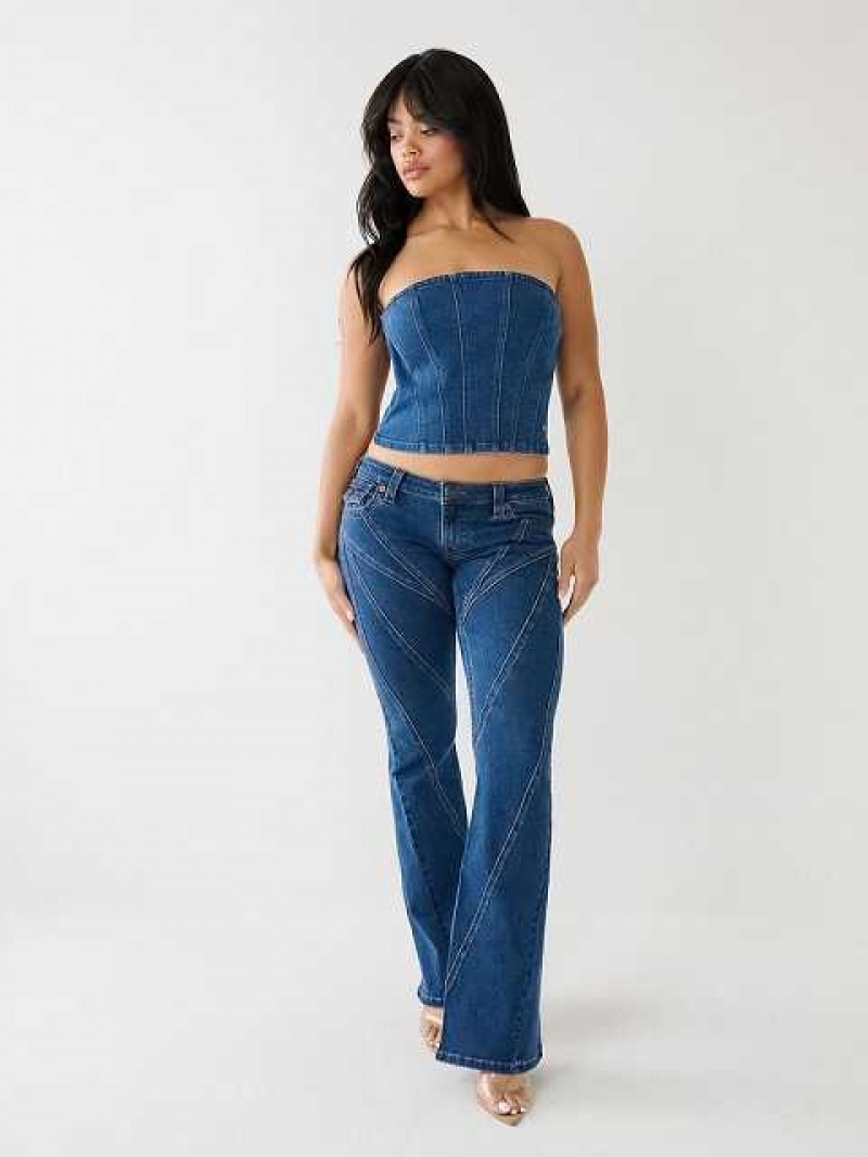 Bustier True Religion Seaming Denim Mujer Azules Oscuro | Colombia-AOBTYGQ01