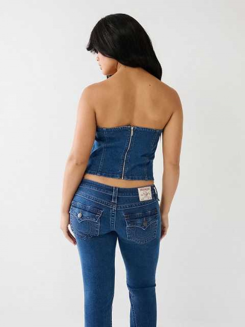 Bustier True Religion Seaming Denim Mujer Azules Oscuro | Colombia-AOBTYGQ01