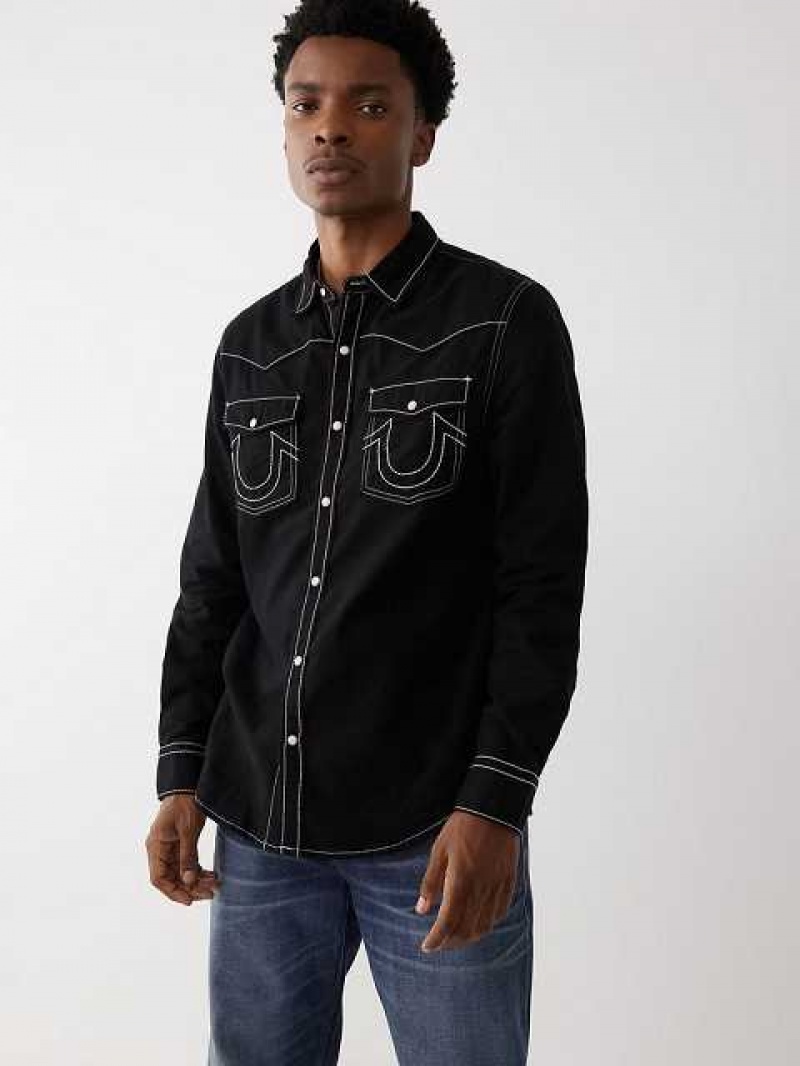 Camisa True Religion Big T Western Hombre Negras | Colombia-JHKXBQI26