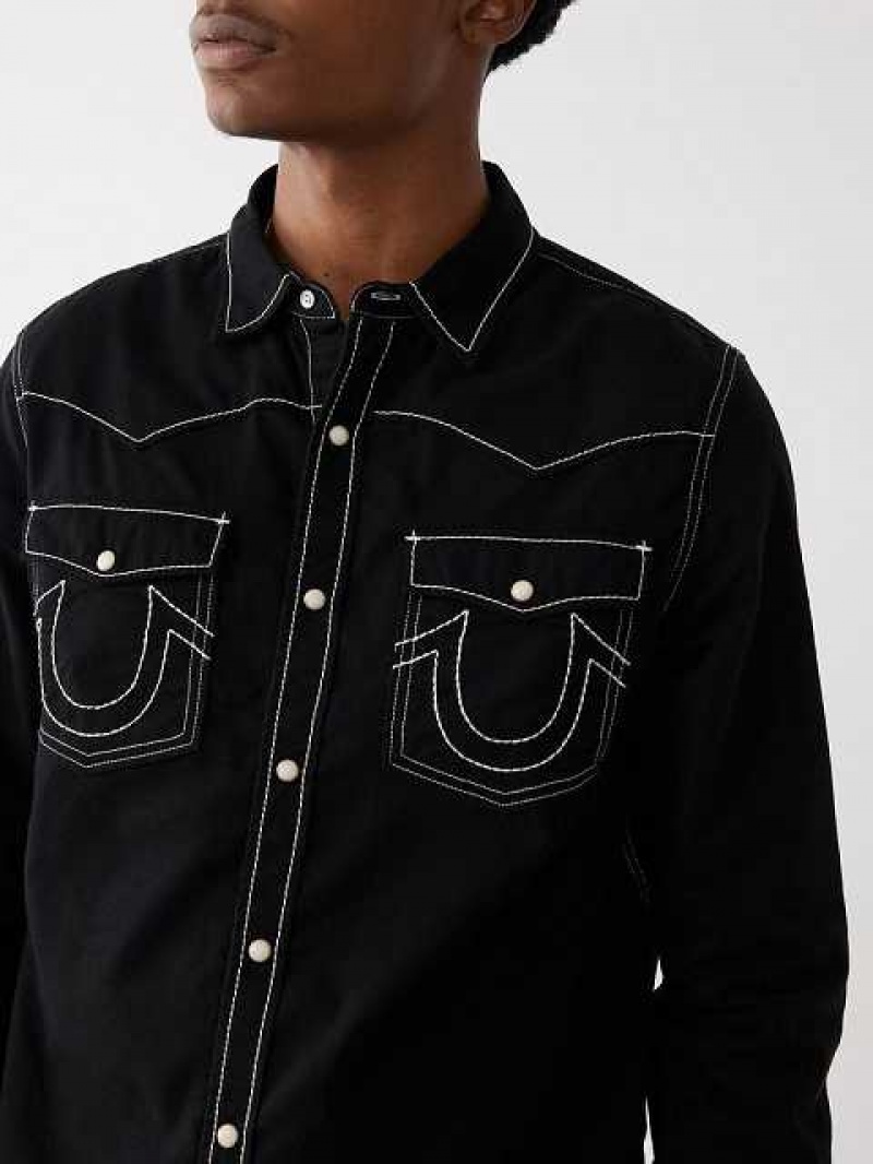 Camisa True Religion Big T Western Hombre Negras | Colombia-JHKXBQI26