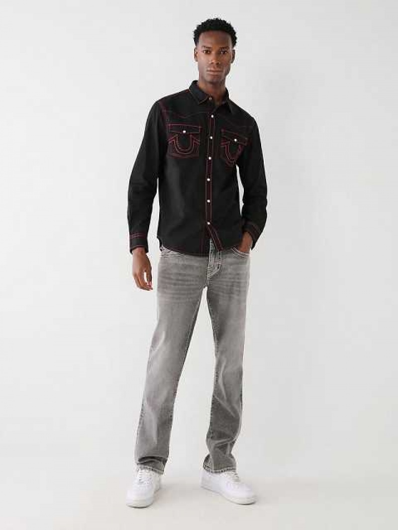 Camisa True Religion Big T Western Hombre Negras Rojas | Colombia-MAGQVEL61