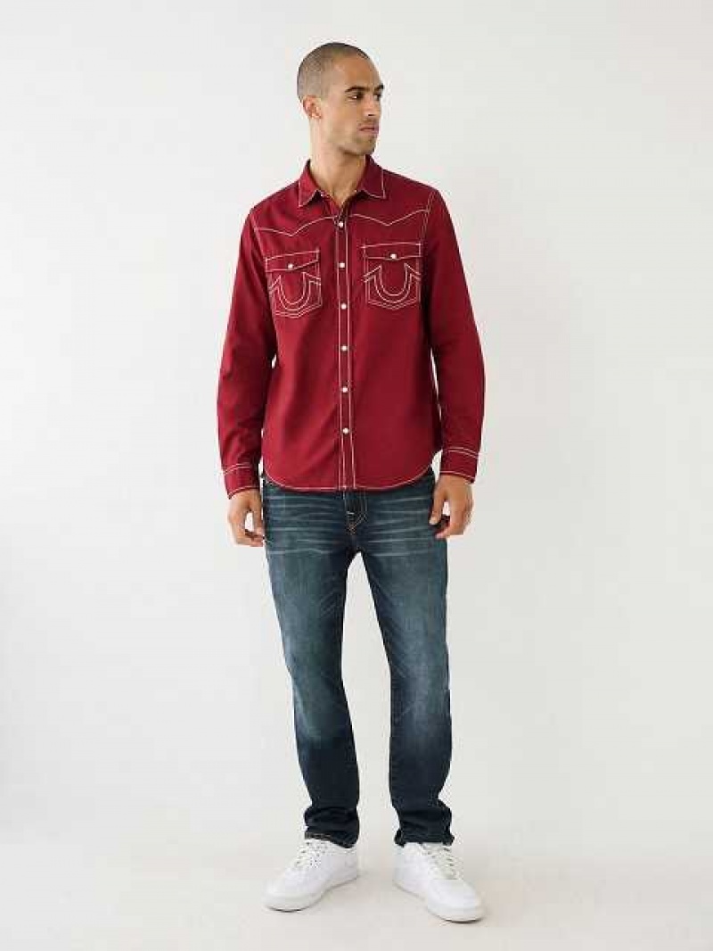 Camisa True Religion Big T Western Hombre Fucsia | Colombia-VUOWCAD67