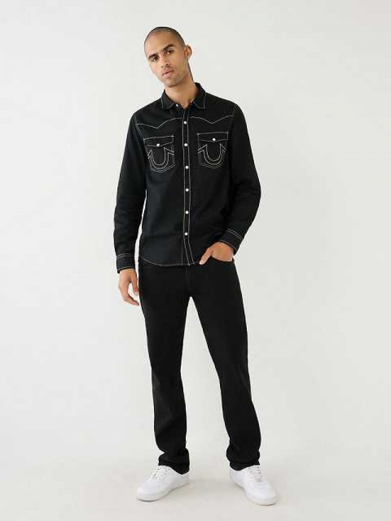 Camisa True Religion Big T Western Hombre Negras | Colombia-GQHPUZX47