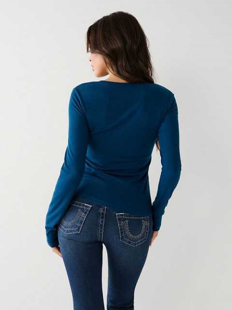 Camisa True Religion Henley Mujer Azul Marino Azul Marino | Colombia-SYMNQHX24