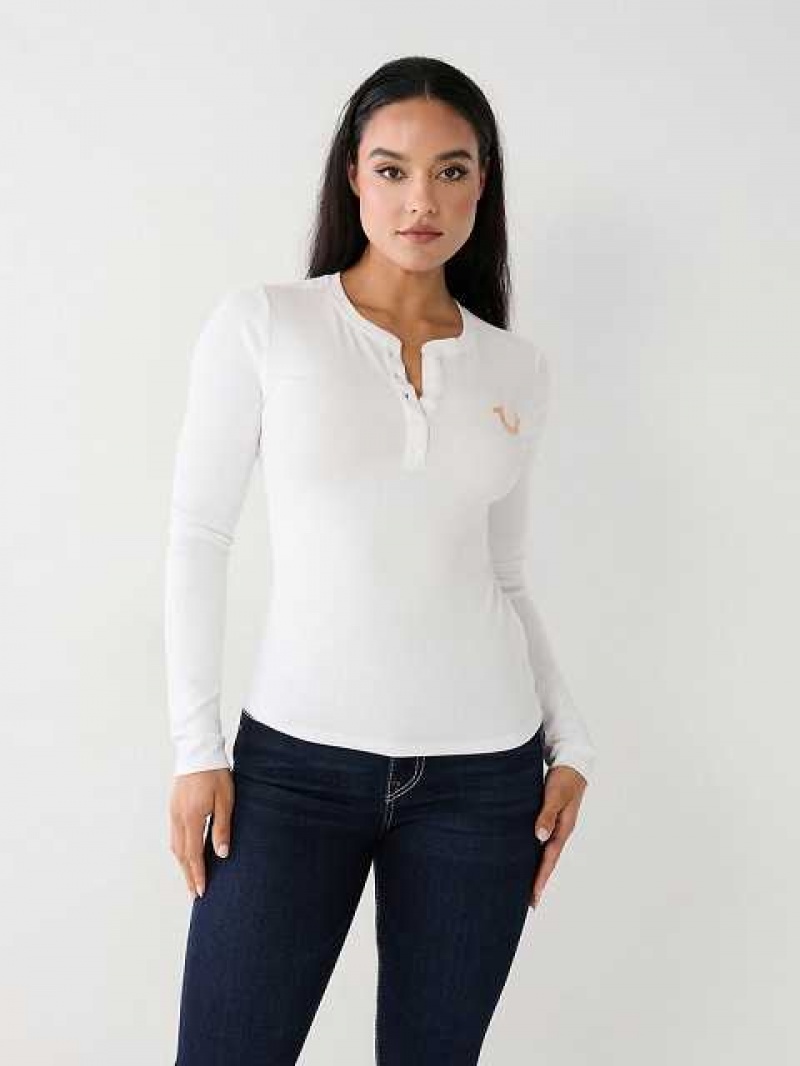 Camisa True Religion Henley Mujer Blancas | Colombia-XYPMOLF61